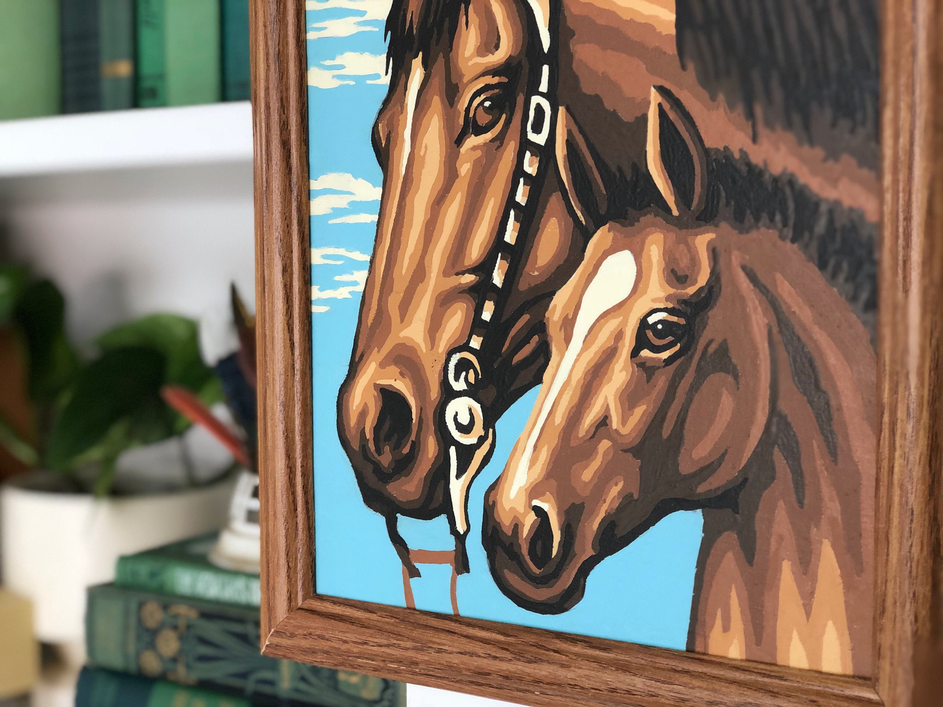 Vintage Framed Horse and Foal Paint by Number