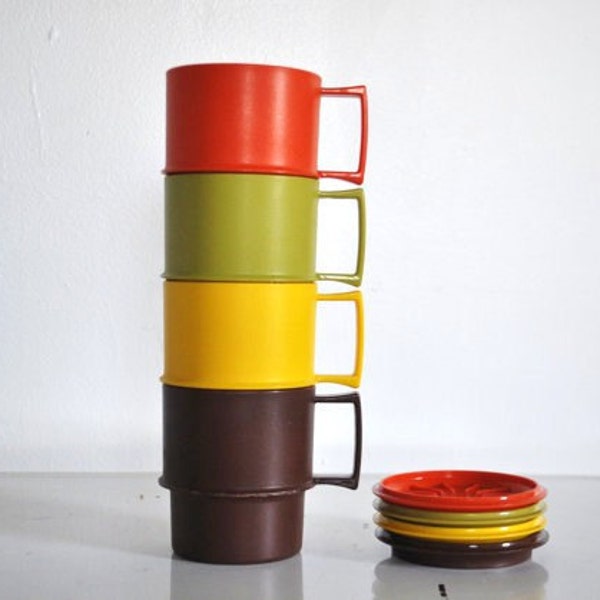 Tupperware Cups and Coasters - Autumn Harvest Colors