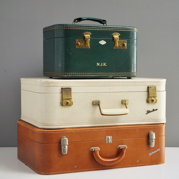 Mid-Century Starline Suitcase in Cream