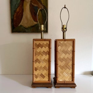 Vintage Split Bamboo Table Lamps