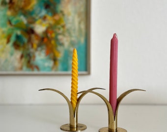 Pair of Mid-Century Swedish Ystad Metall Lily Candle Holders