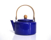 Vintage Navy Blue Enamel Teapot