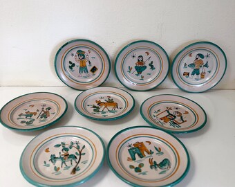 Set of Eight Italian Cassetta Vietri Plates