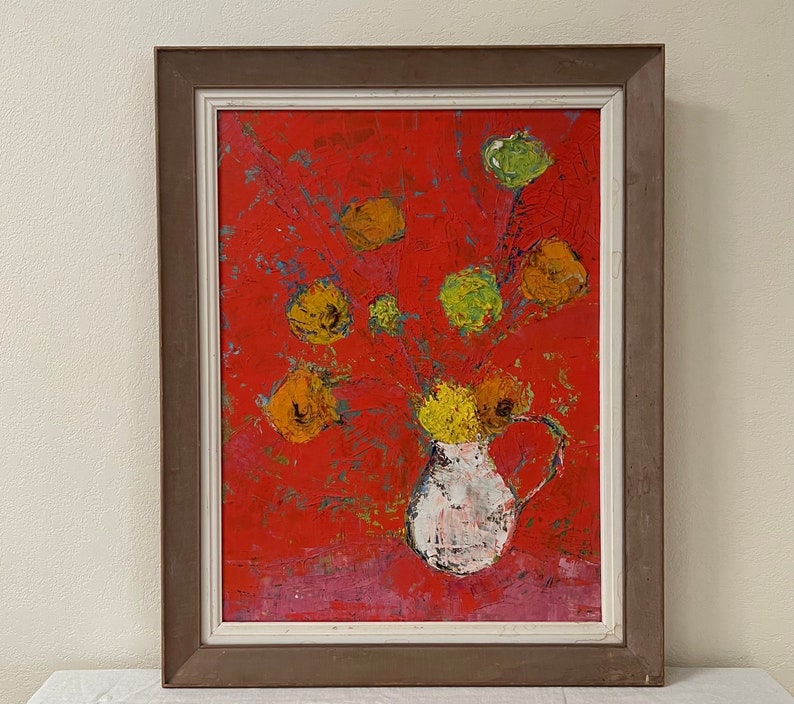 Framed Original Floral Still Life Painting on Canvas image 1