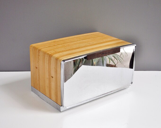 Vintage Lincoln Beautyware Bread Box Faux Bois and Chrome Etsy