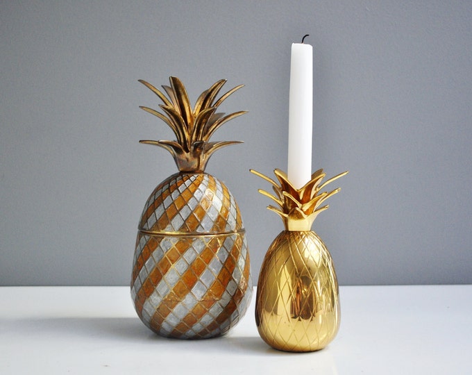 Vintage Brass Pineapple Candle Holder Etsy