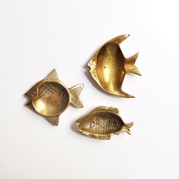 Collection of Vintage Brass Fish Dishes