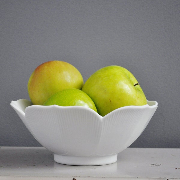 Large Vintage Lotus Bowl - White Porcelain Bowl