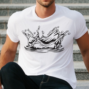 Clipart de contorno de respingos de água, design de silhueta de respingos em preto e branco (download digital)