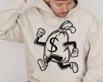 Running Money Bag SVG | Hustle Graphic for Streetwear, Entrepreneurs, and Cash-Themed Apparel Digital Download