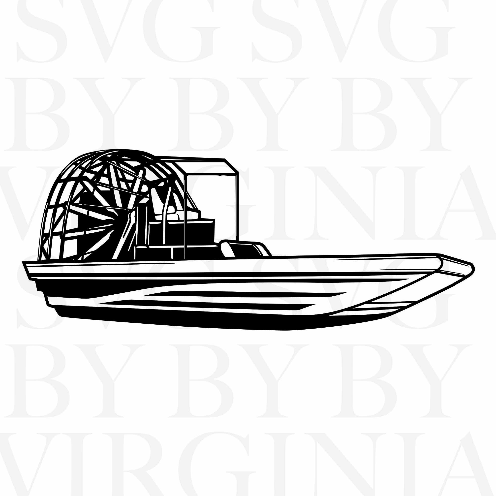 Airboat SVG Cut File: Boat Clipart Vector Graphics (digital Download ...