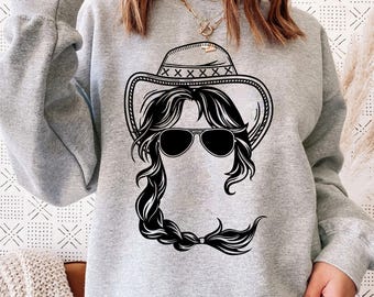 Cowgirl with Aviators SVG Cut File: Western Cowgirl Clipart Vector Graphics (Digital Download)