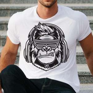 Disco Monkey with Headphones and Sunglasses Design (Digital Download)