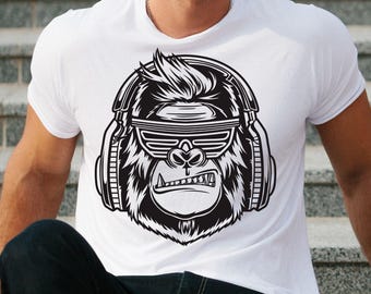 Disco Monkey met koptelefoon- en zonnebrilontwerp (digitale download)