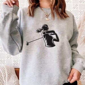 Female Golfer Swing SVG for Cricut Projects, Women’s Golf Shirt Design (Digital Download)