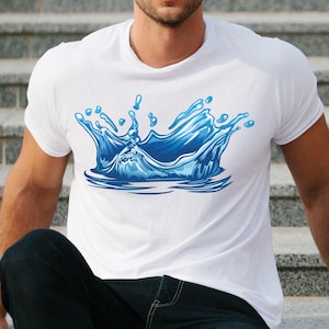 Clipart de respingos de água, ilustração realista de respingos de onda azul (download digital)