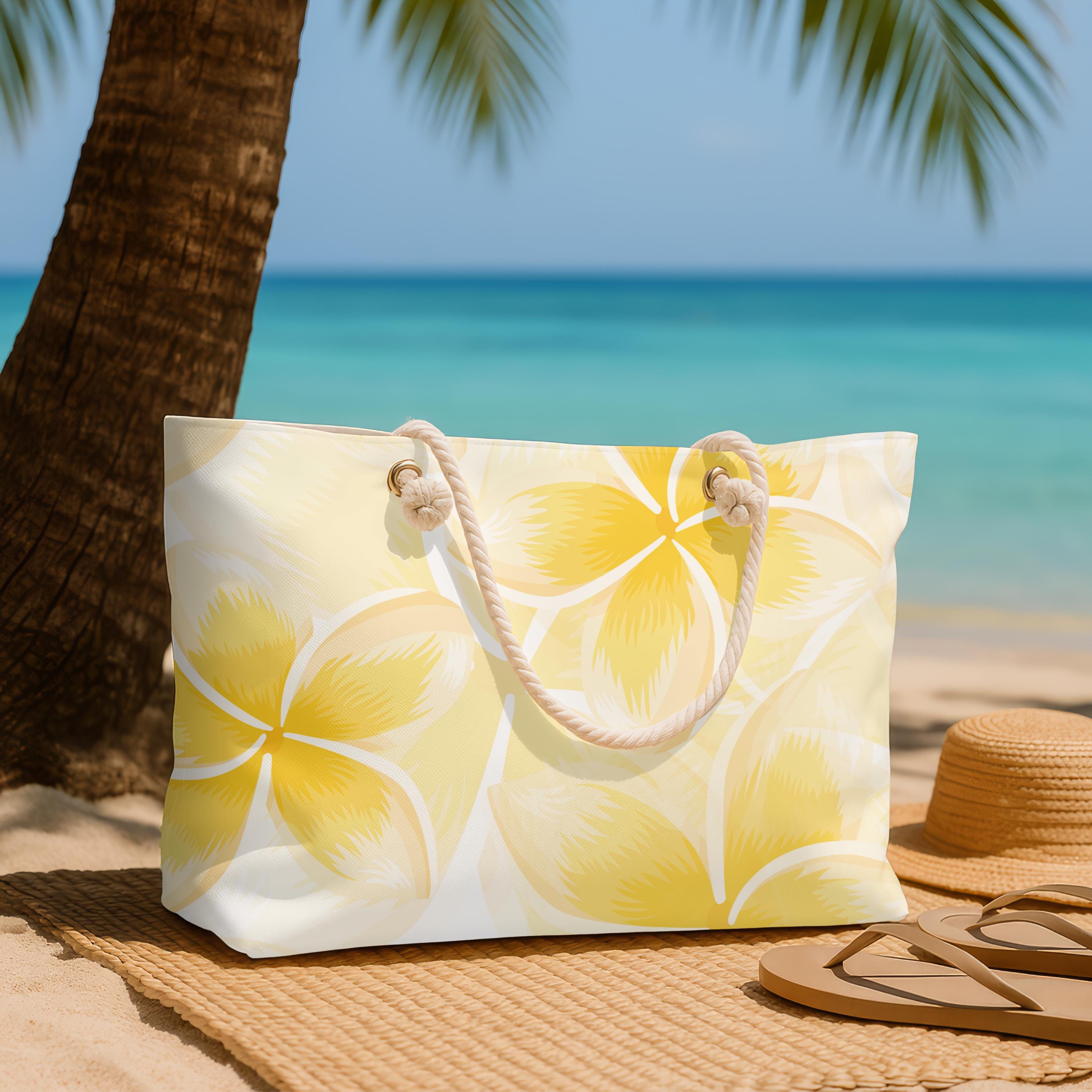 Plumeria Weekender Bag – Tropical Travel Tote With Rope Handles - Etsy