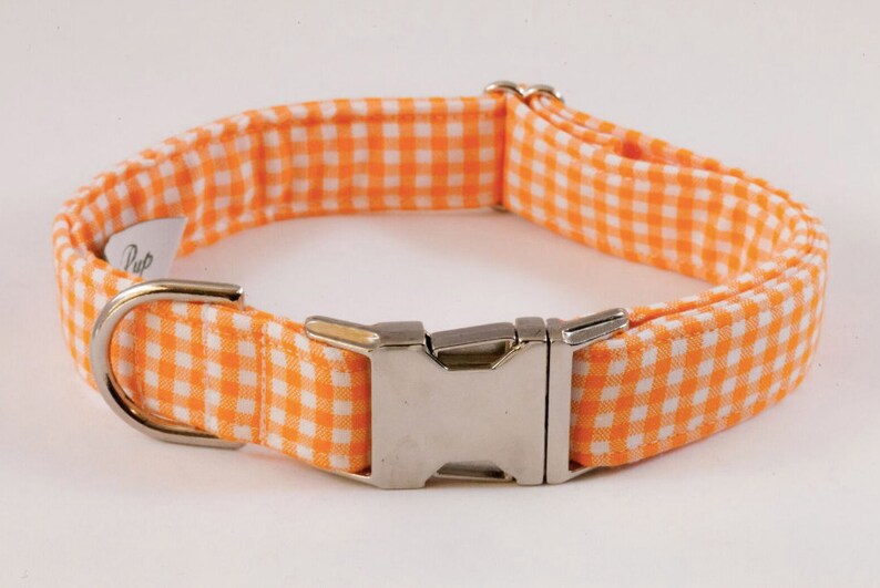 Preppy Orange Gingham Dog Collar Preppy Dog Collar Orange Etsy