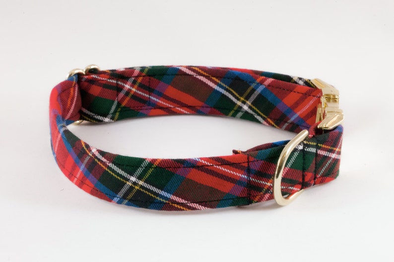 Red Scottish Tartan Plaid Dog Collar Holiday Dog Collar Etsy