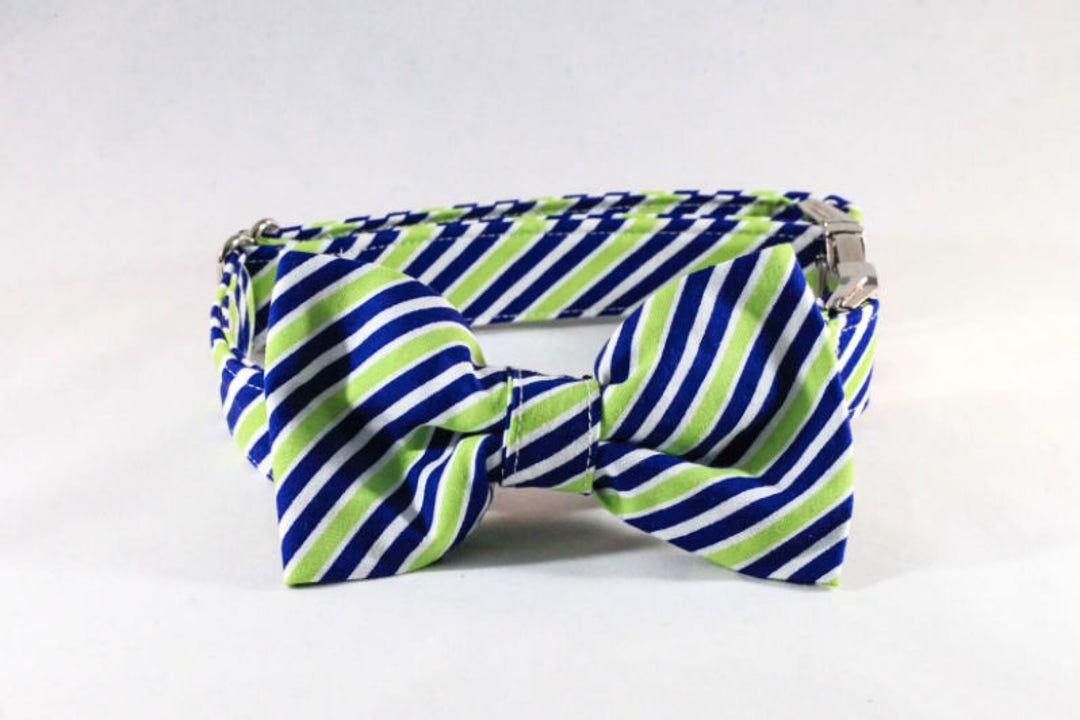Navy Blue and Lime Dog Bow Tie Collar Etsy