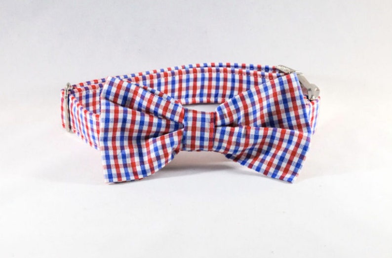 Preppy Red White and Blue Gingham Dog Bow Tie Collar Ole Miss Etsy