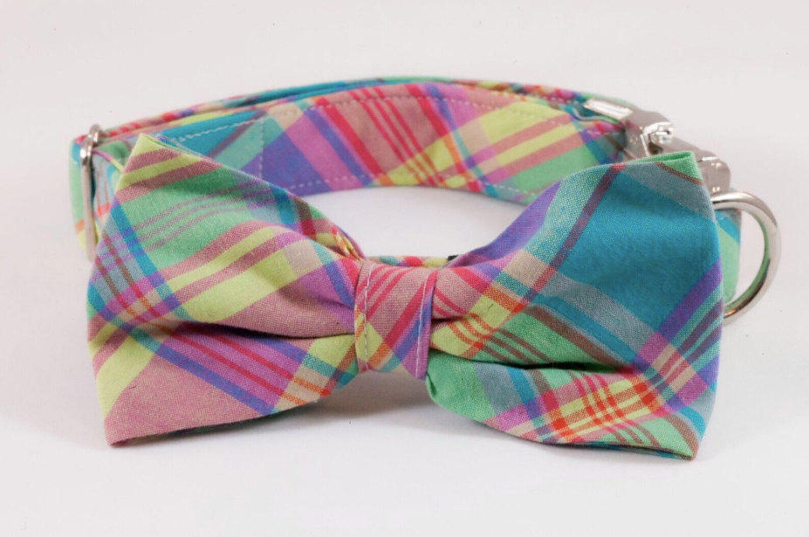 Preppy Pink and Yellow Madras Plaid Bow Tie Dog Collar Etsy