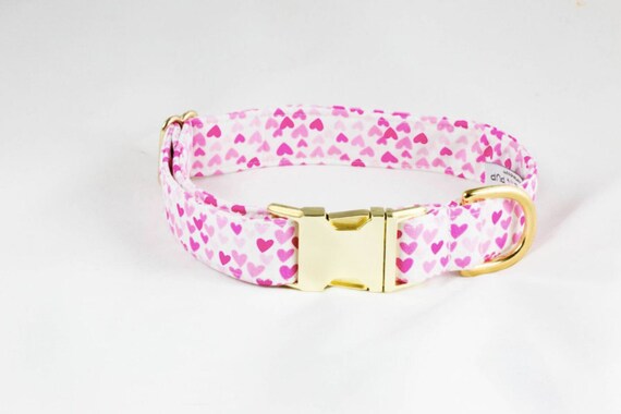 Be My Valentine Pink Hearts Dog Collar