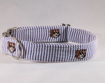 Preppy Purple Seersucker LSU Tigers Dog Bow Tie Collar 