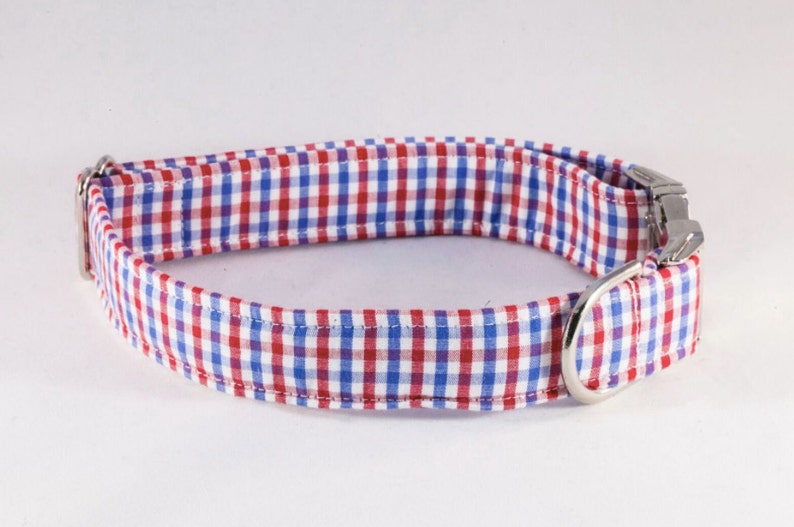 Preppy Red White and Blue Gingham Dog Bow Tie Collar Ole Miss Etsy