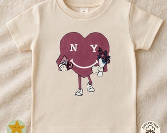 NY Heart Kids Tee, Cute New York Toddler Shirt, NYC Smiley Graphic T-Shirt, City Baby Outfit