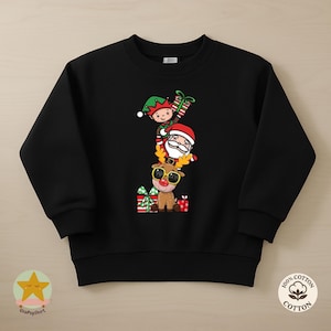 Sweat-shirt de Noël pour enfants, mignon père Noël elfe et renne, pull drôle pour tout-petits, cadeaux de Noël