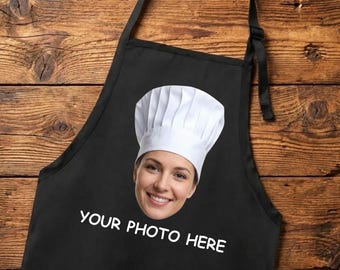 Custom Face Apron, Adjustable Neck Photo Apron, Custom Cooking Apron, Custom Name Apron, Chef Face Personalized Gift Apron