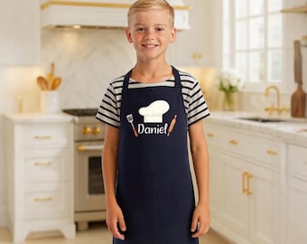 Aangepaste kinderschort, kinderschorten, gepersonaliseerde chef-kokschort voor kinderen, schort katoen/polyester, peutercadeaus, kinderkoksschort