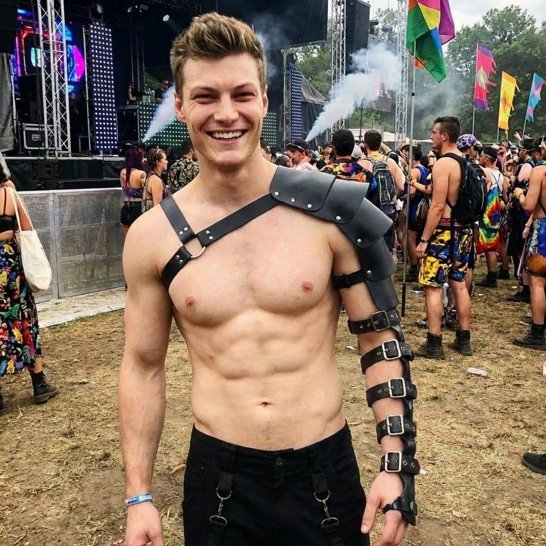 Black Men's Shoulder & Arm Harness, Rave Festival Clubwear - Etsy