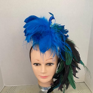 Feathered Blue & Green Peacock Fascinator