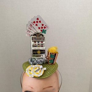 Slot Machine Headpiece with Cards, Chips & Dice