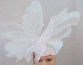 Iridescent White Jumbo Butterfly Headpiece