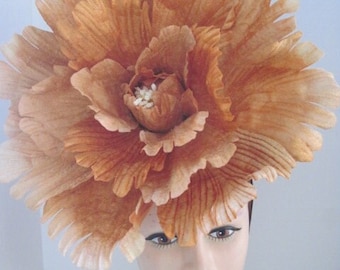 Elegant Large Burnt Orange Flower Fascinator