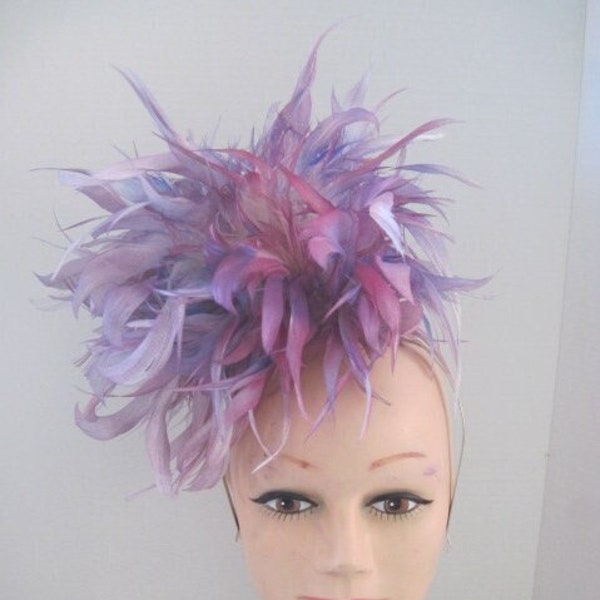 Lavender, Blue & Hot Pink Spiky Feather Headpiece