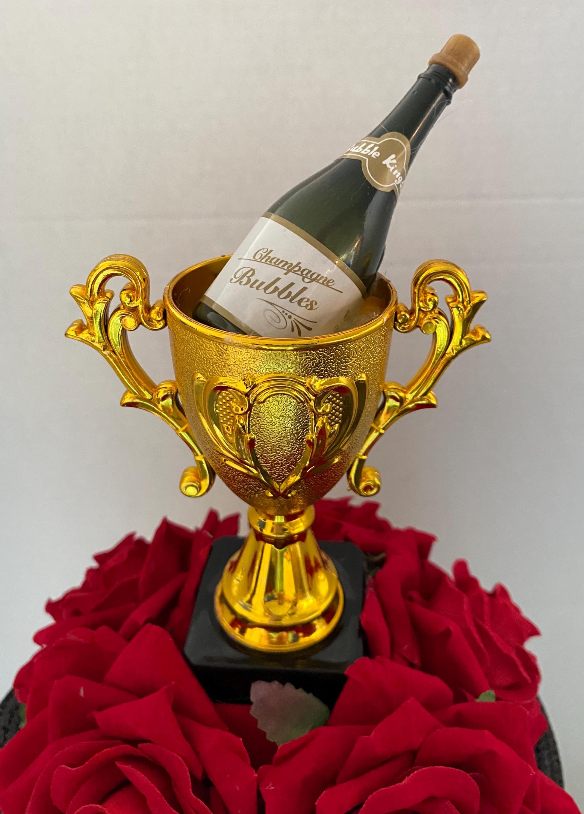 Red Roses Trophy Red Roses With Trophy & a Bottle of Champagne - Etsy