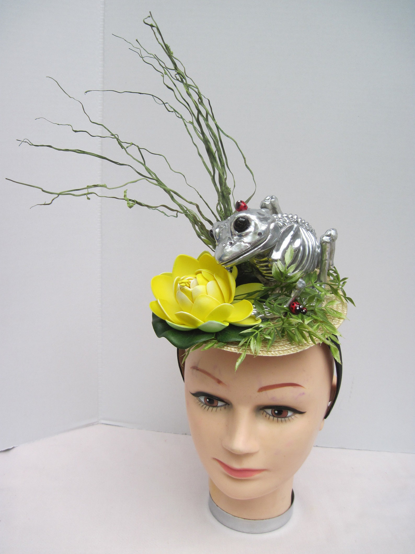 Silver Frog Skeleton on Lily Pad With Lady Bugs Etsy