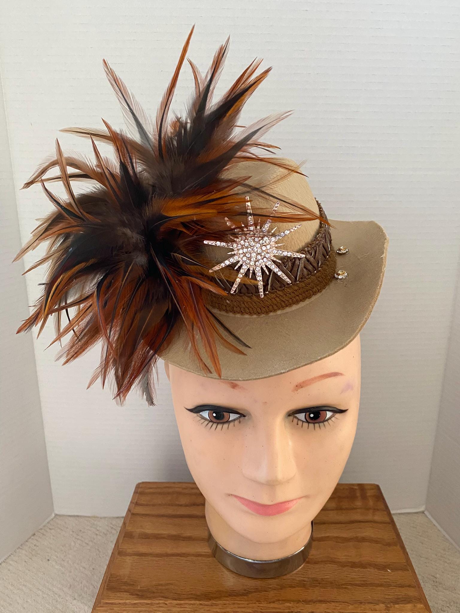 Brown Felt Fascinator - Etsy display picture 2