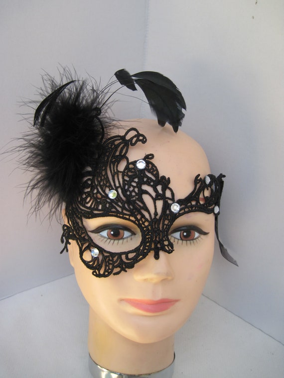 Feather Lace Masquerade Mask Mini Crystal Dance Mask For Halloween Party Decor