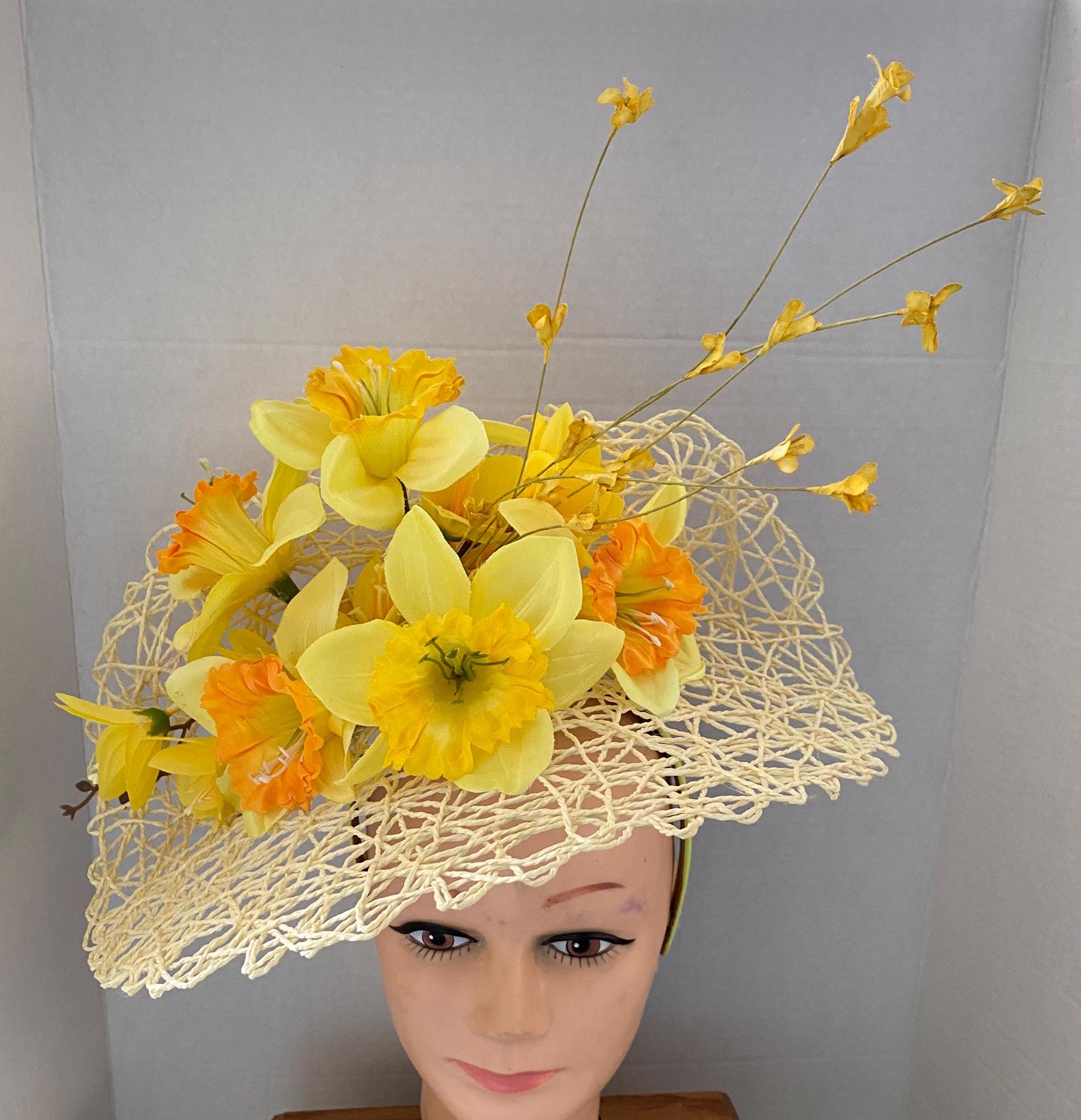 Yellow Open Woven Hat With Daffodils - Etsy
