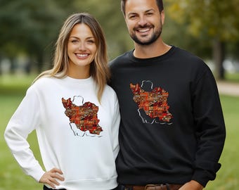 Felpa unisex con motivo mappa dell'Iran
