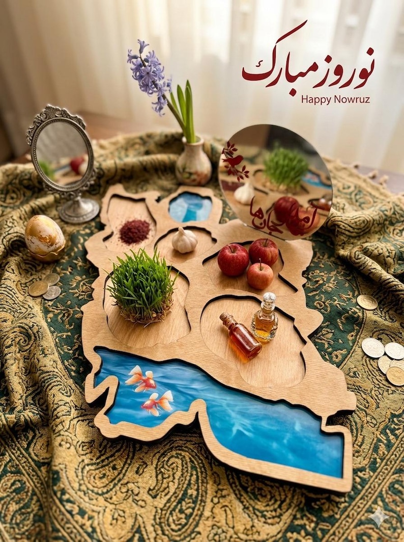 Iran Map Haftsin Display with Calligraphy Mirror image 5