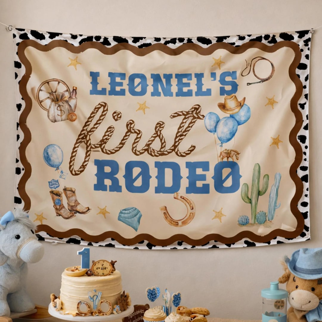 First Year Rodeo Frame Personalized First Rodeo Birthday Silk Banner, 1st Rodeo Birthday Boy ...
