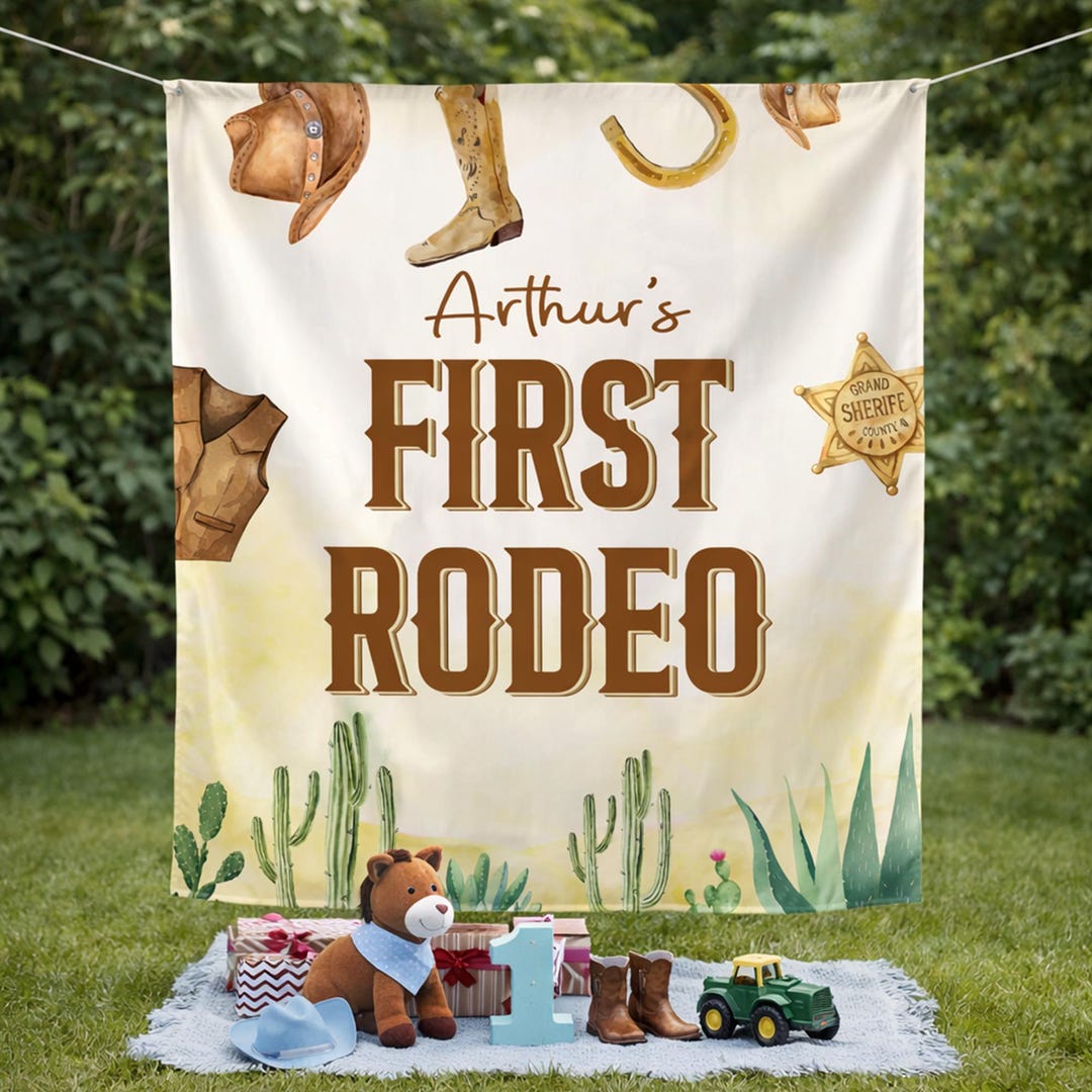 First Rodeo Banner My First Rodeo Banner, Personalized Western Birthday Silk Banner ...