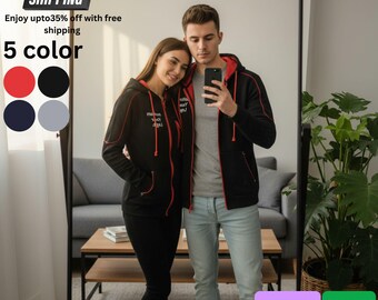 Chaqueta personalizada con tu logo, estilo suéter con capucha y cremallera, ideal para el invierno y uso casual.