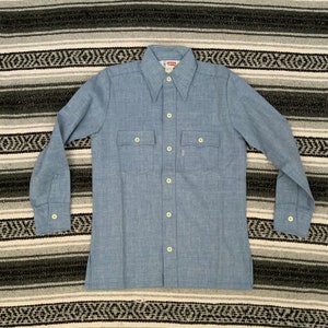Rare DEADSTOCK 1970’s Levi’s Saddleman Button Down Shirt Jacket White Tab Mint Vintage Denim Jean